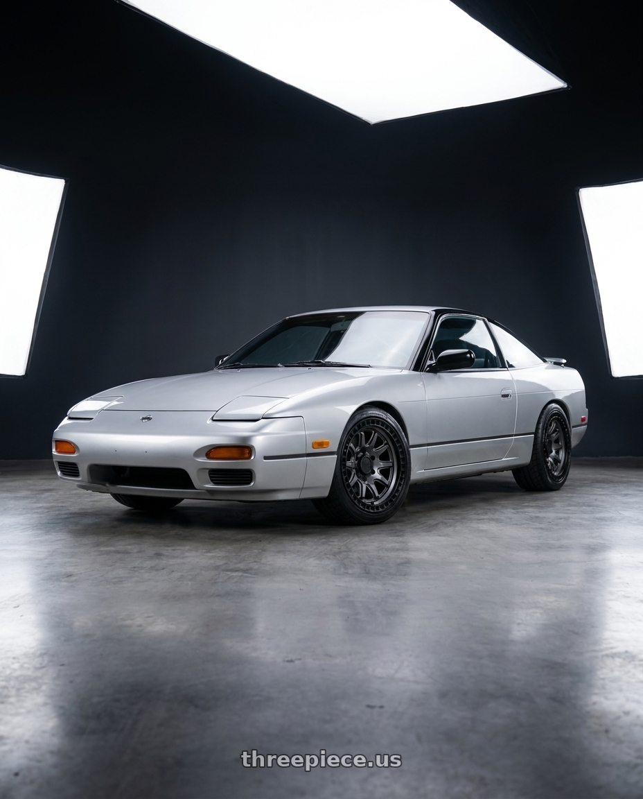 Nissan 240sx 1999 with Black Rhino CALICO 5X127 17X8.5 +34 MATTE GUNMETAL W/ MATTE BLACK LIP wheels