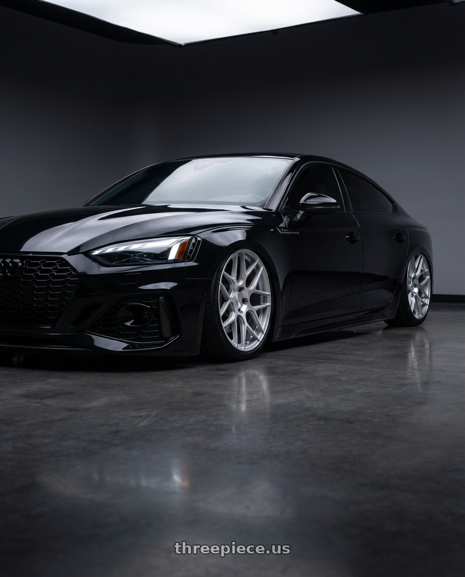 2022 Audi RS5 with Aodhan AFF2 5x112 20x10.5+35 Gloss Silver Machined Face wheels