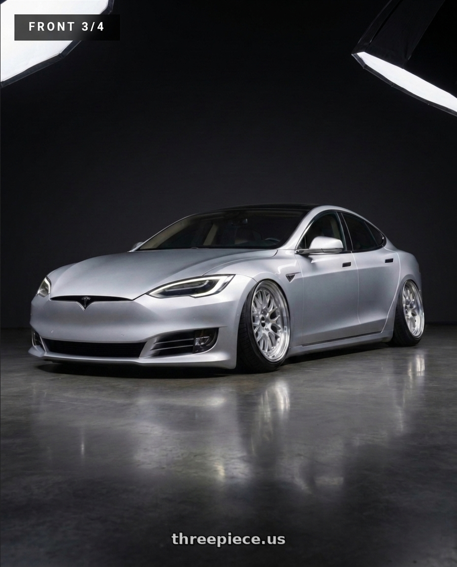 2018 tesla model s with Aodhan DS08 5x120 19x9.5+35 Silver w/Machined Face wheels