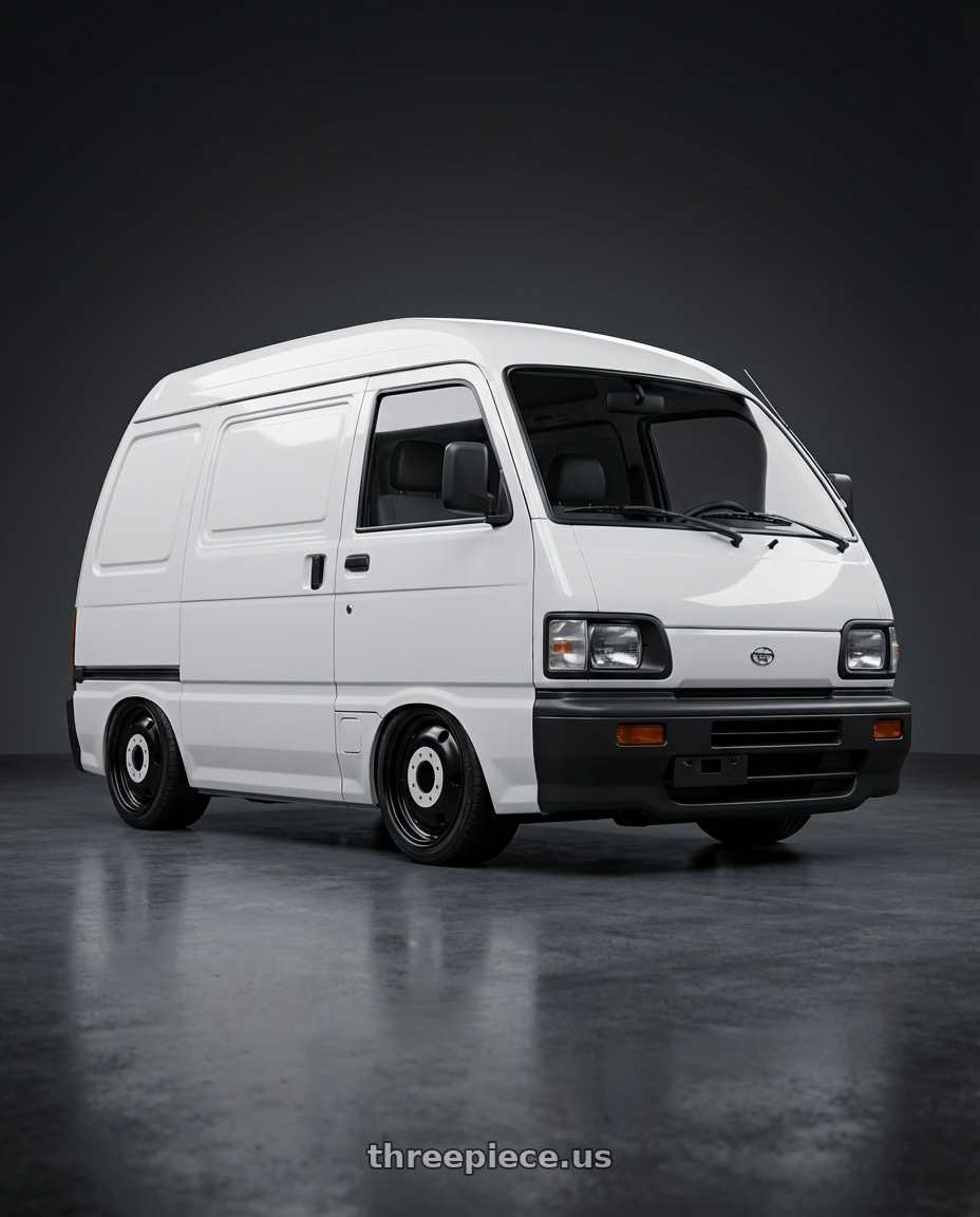 asia towner 1997 baú branca with XD XD INNER REAR DUALLY 8X170 22X8.25 +125 GLOSS BLACK wheels front three quarter view stanced stance