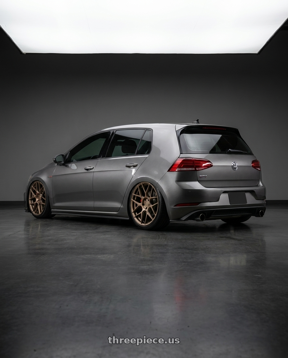 2019 Volkswagen GTI MK7 with Aodhan AFF2 5x112 19x9.5+35 Matte Bronze wheels rear three quarter view slight stretch tires