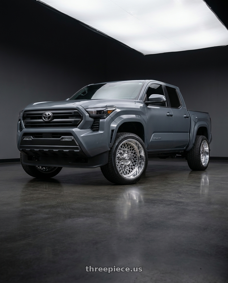 2024 toyota tacoma 4th gen sr 4 door with American Force 7N28 COVERT CCBR 8x170 24x14 -90 Polished wheels