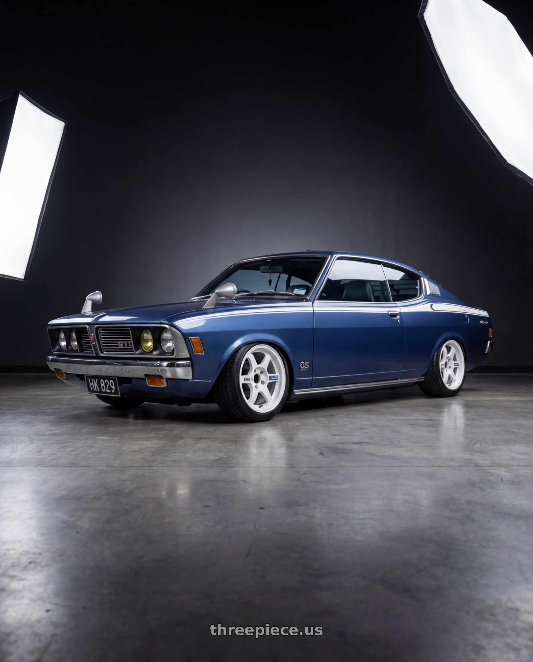 1974 Mitsubishi GTO with Volk Racing TE37 Gravel 5x114.3 15x7.0+35 White wheels