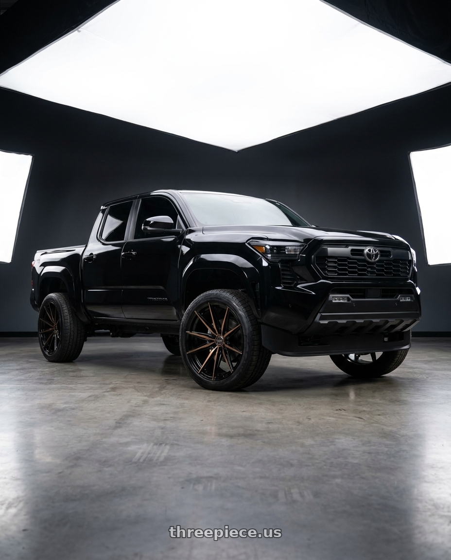 2024 Toyota Tacoma with Arvano ART-3 6x139.7 22x12 -44 Satin Black & Bronze Machined Double Dark Tint wheels