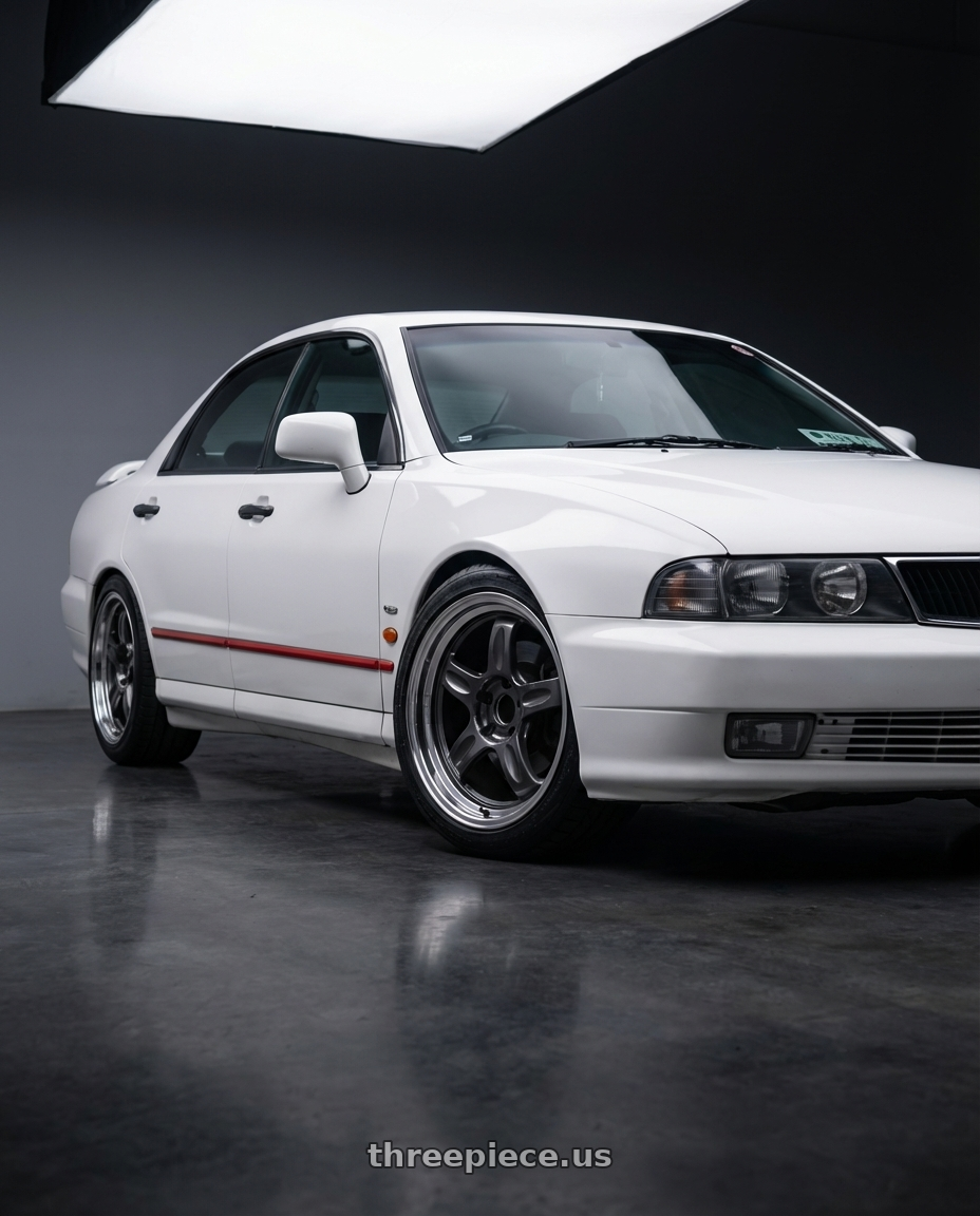 1998 Mitsubishi Magna Sports White with Volk Racing 21C 5x114.3 18x8.5 +35 DARK GUNMETAL / RIM DC wheels