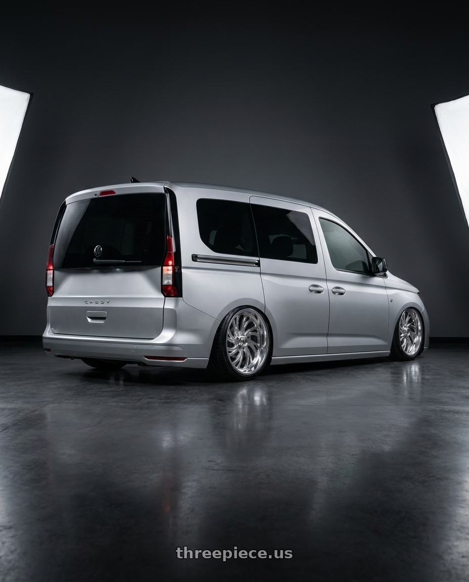2025 Volkswagen caddy with Fuel UTV D203 KOMPRESSOR 4X137 20X7 +13 HIGH LUSTER POLISHED wheels rear three quarter view slight stretch tires