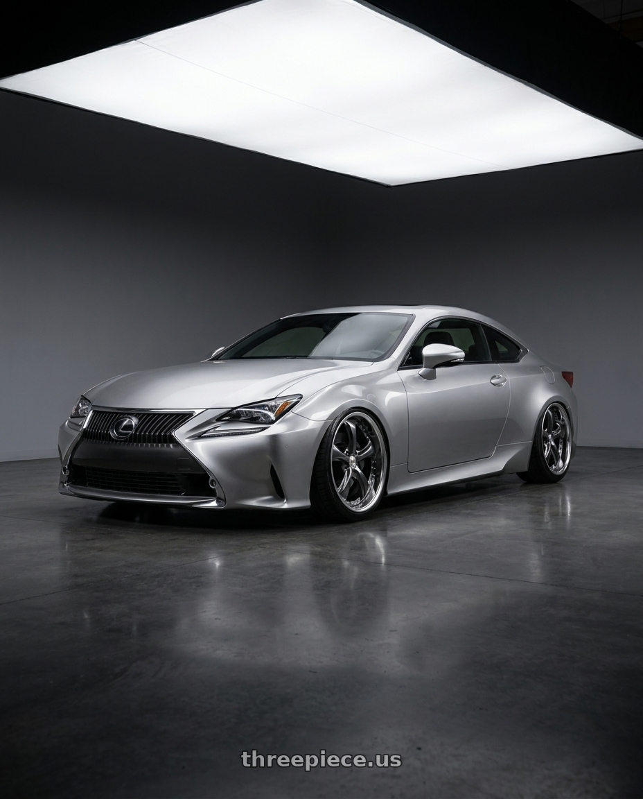 2015 Lexus rc350 with Work Wheels VS-KF 5X114.3 19x8+28 Brilliant Silver Black A Disk FULL REVERSE wheels