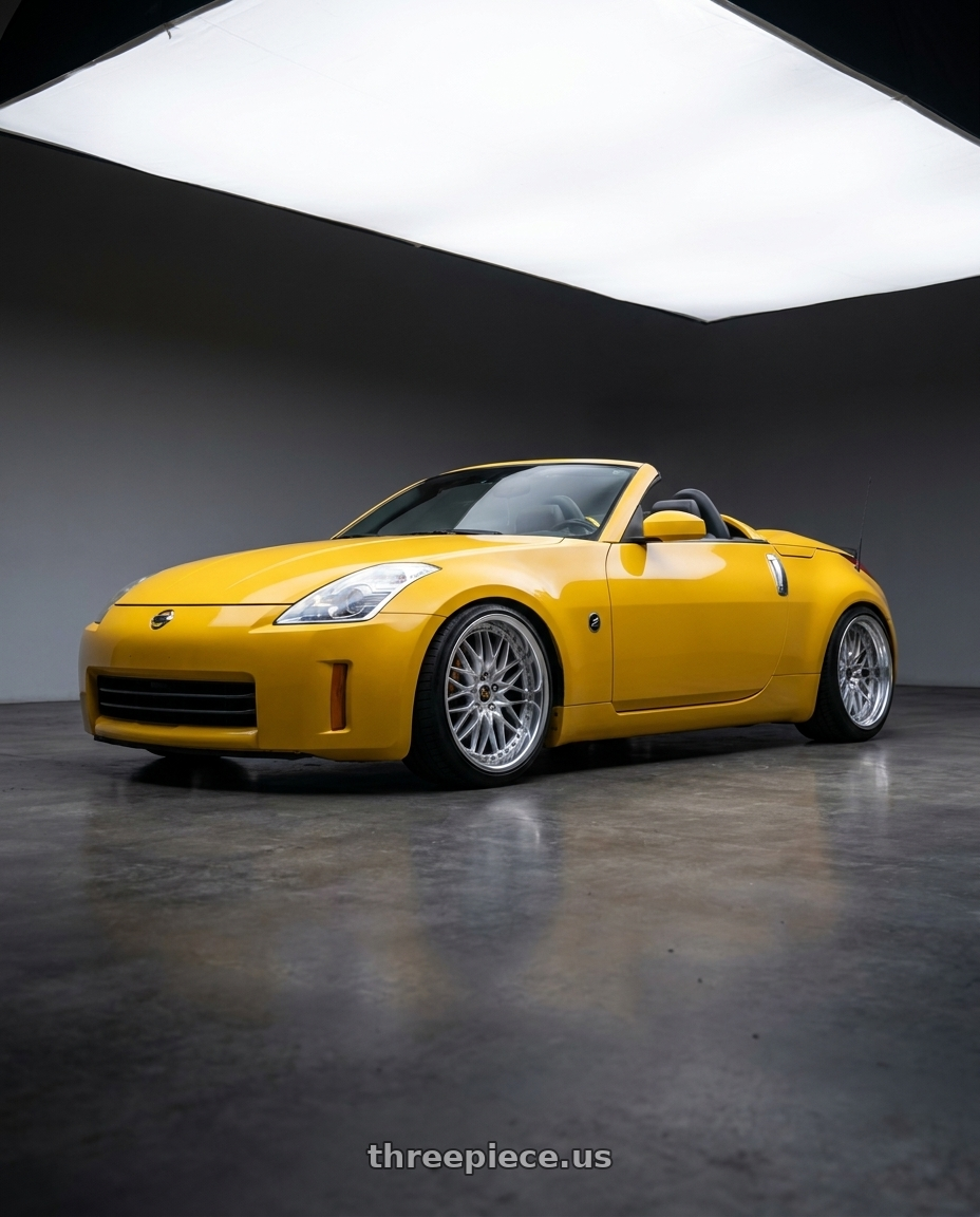 2005 Nissan 350z with Work Vs-Xv 5x120 19x11.5-24 R Disk Silky Rich Silver wheels