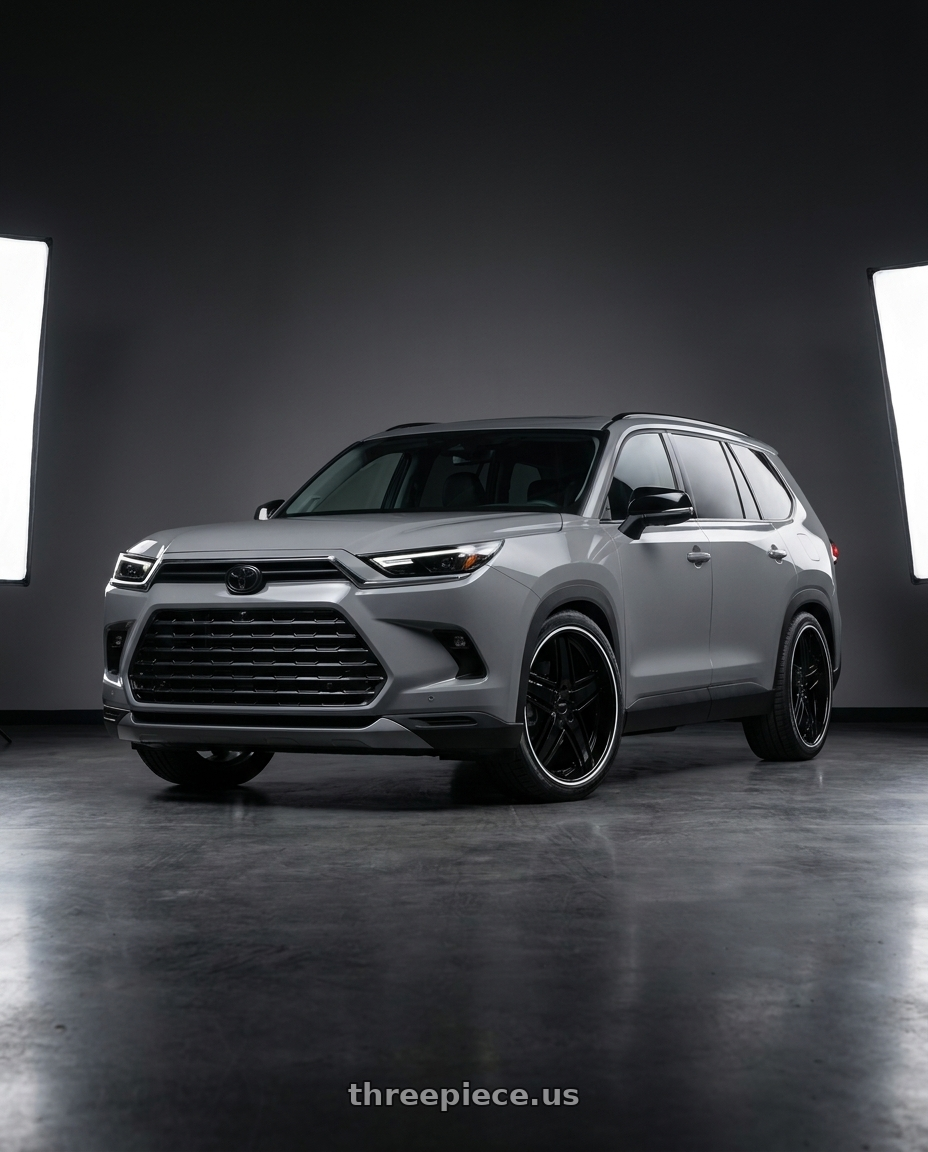 2026 Toyota grand highlander with RAVETTI M6 5X120 22x10.5 +32 BLACK WITH PINSTRIPE wheels