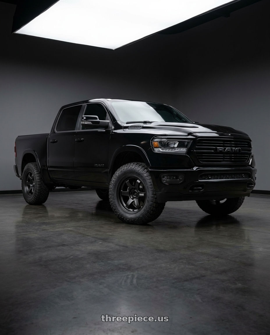 2025 Ram 1500 Lonestar with Volk Racing RAYS 08X 6x139.7 18x8.5-10 Blast Black 2 wheels