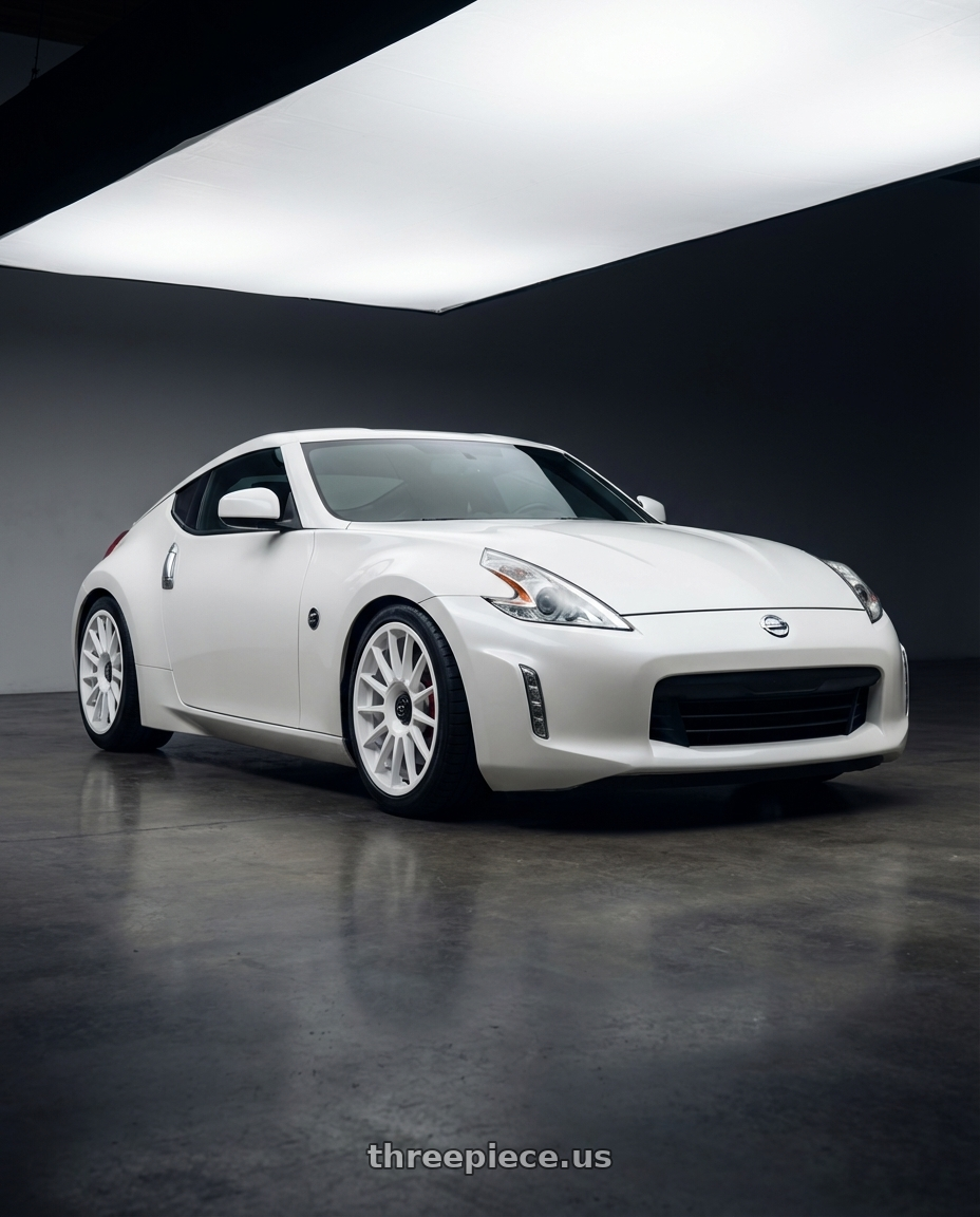 2019 Nissan 370Z with fifteen52 PODIUM 5x114.3 / 5x120 19x8.5 +35 RALLY WHITE (GLOSS WHITE) wheels