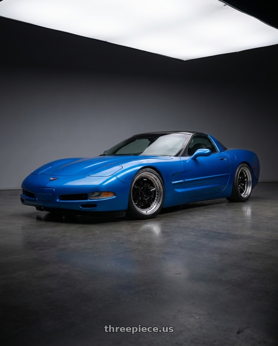 1998 Chevrolet corvette base Nassau with Work Meister S1 3P 5x100 18x10+22 A Disk Black wheels