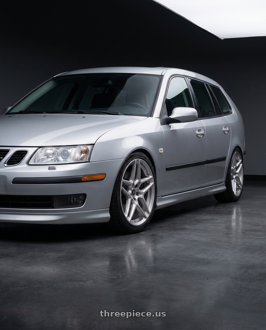2006 Saab 9-3 with Heritage Wheel EBISU 5x110 18x8.5 +35 Silver wheels