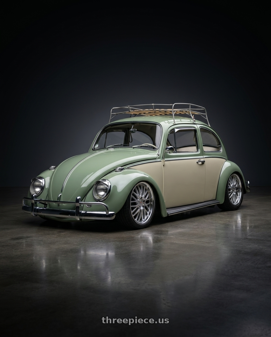 1966 VW bug with Cray MANTA 5X120.65 19X10.5 +65 HYPER SILVER W/ MIRROR CUT LIP wheels