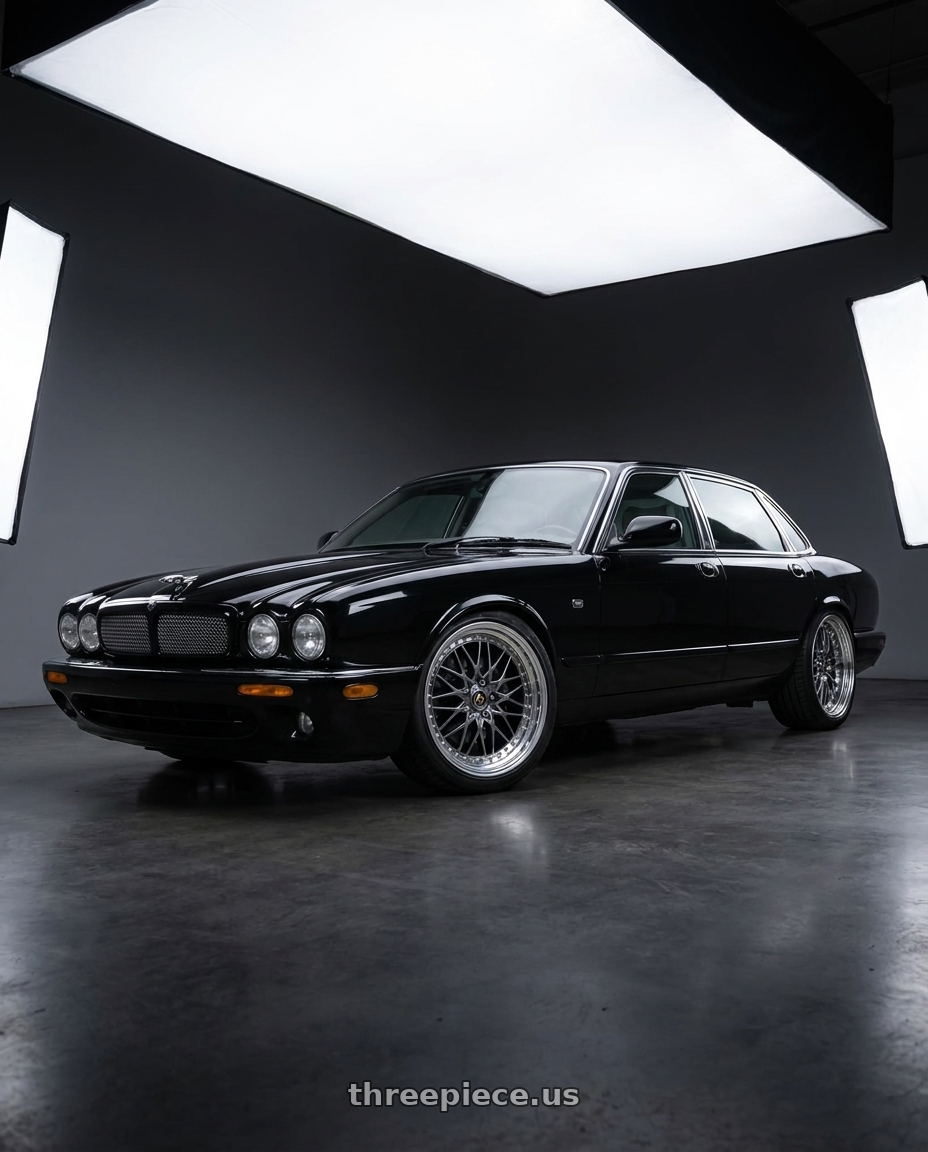 2003 Jaguar x308 XJR with Work Vs-Xv 5x108 18x9.5+21 A Disk Brilliant Silver Black wheels