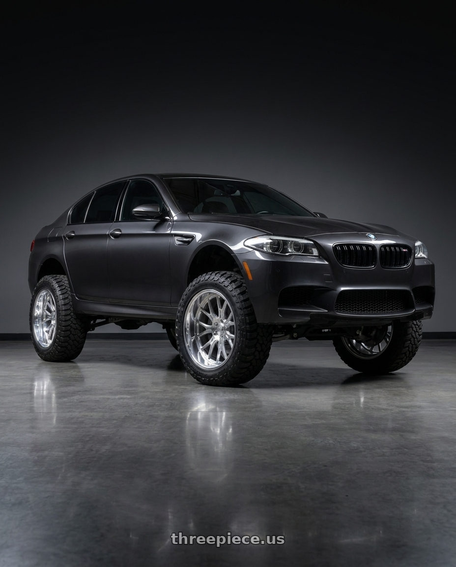 2015 BMW 550i xDrive with Axe AF6 Forged 5x127/5x139.7 26X14 -76 FULLY POLISHED wheels
