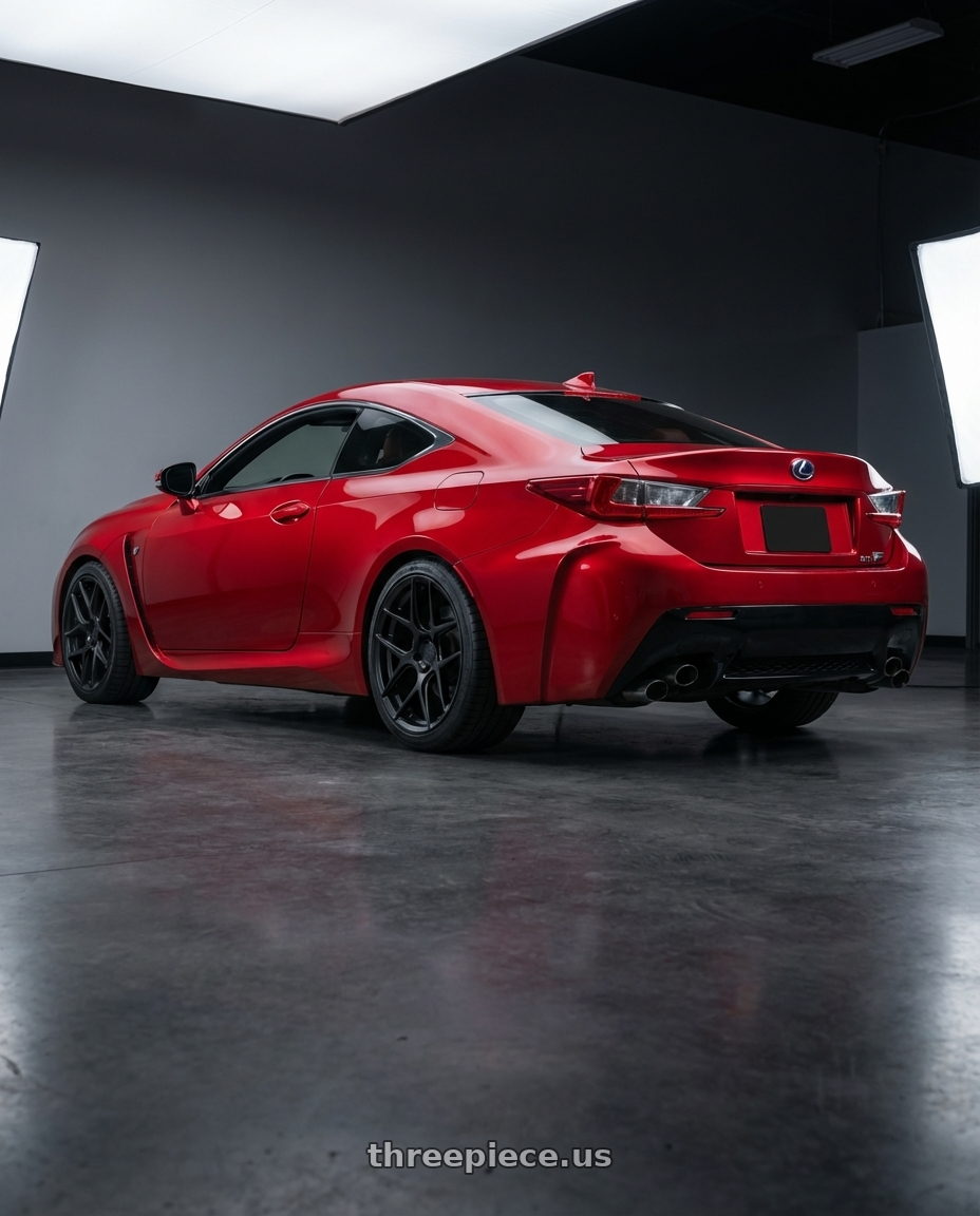 2018 Lexus RC F with Aodhan AFF2 5x114.3 19x8.5+35 Matte Black wheels rear three quarter view square tires