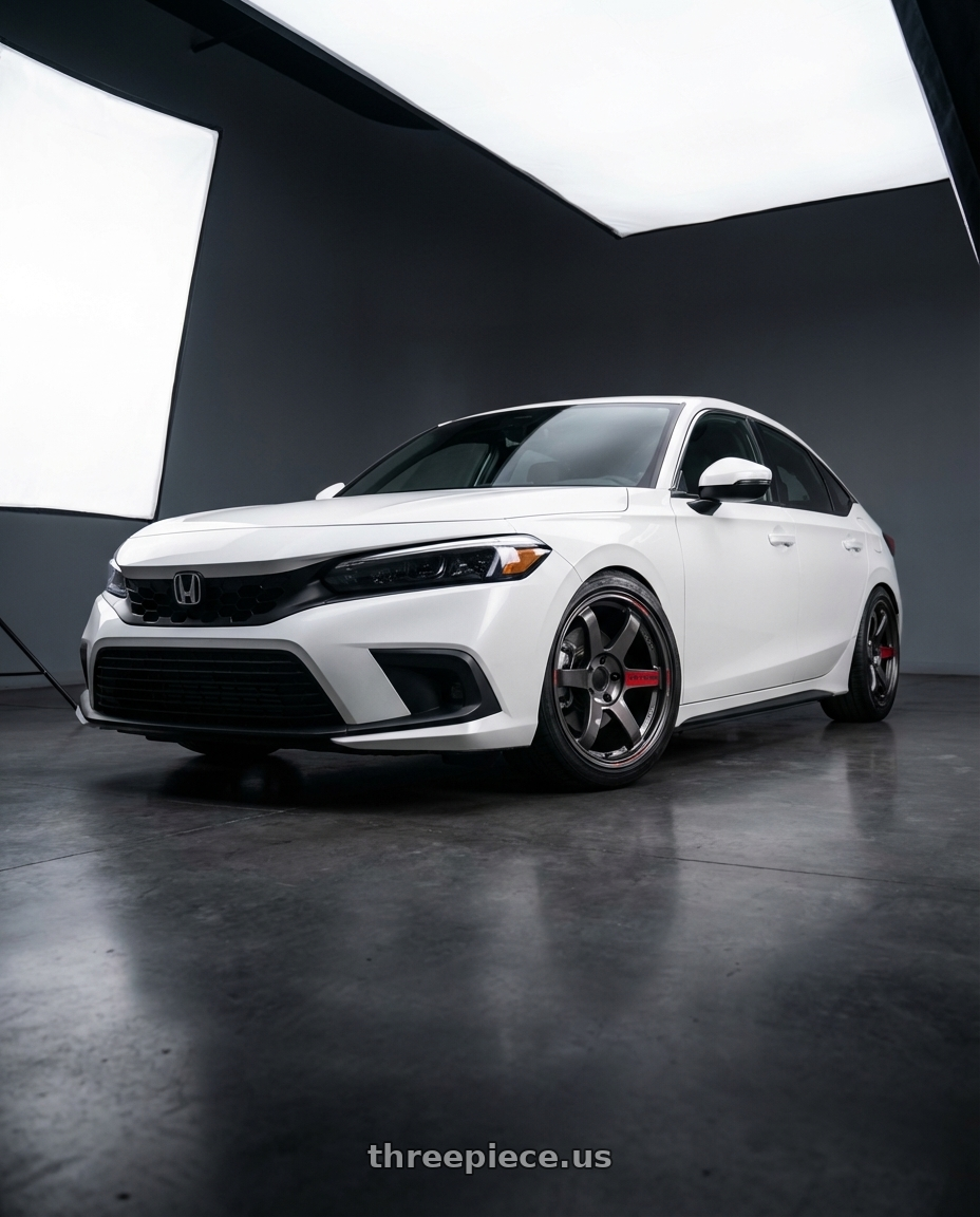 2024 Honda Civic Hatchback Sports Touring with Volk Racing TE37 Saga SL 5x114.3 18x9.5+35 Pressed Graphite wheels