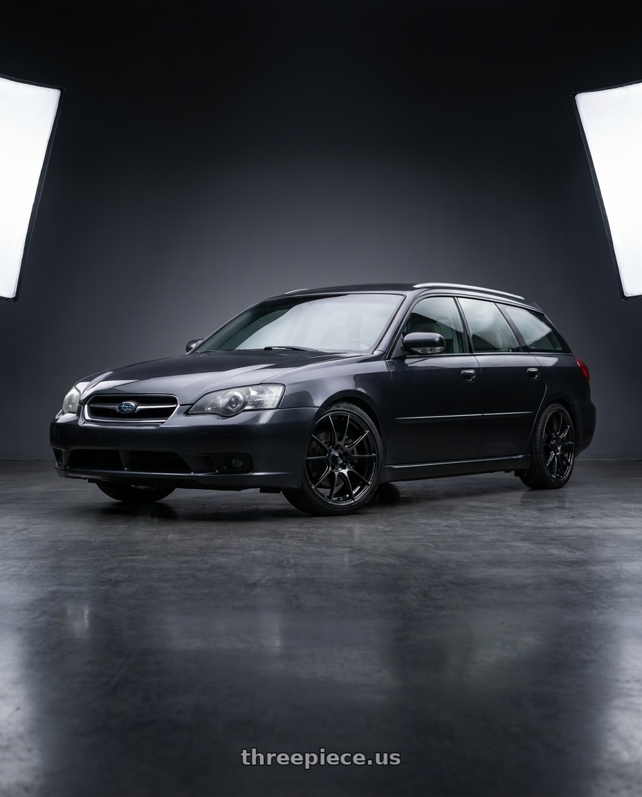 2009 Subaru Legacy 2 5i with WedsSport SA-25R 5x100 17x7.5+48 Weds Black Clear wheels