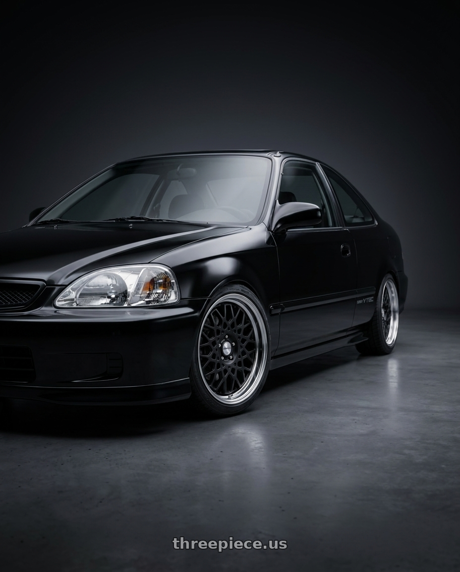 2000 Honda civic si with Work Seeker Cx 4x100 17x7+38 O Disk Matte Black wheels