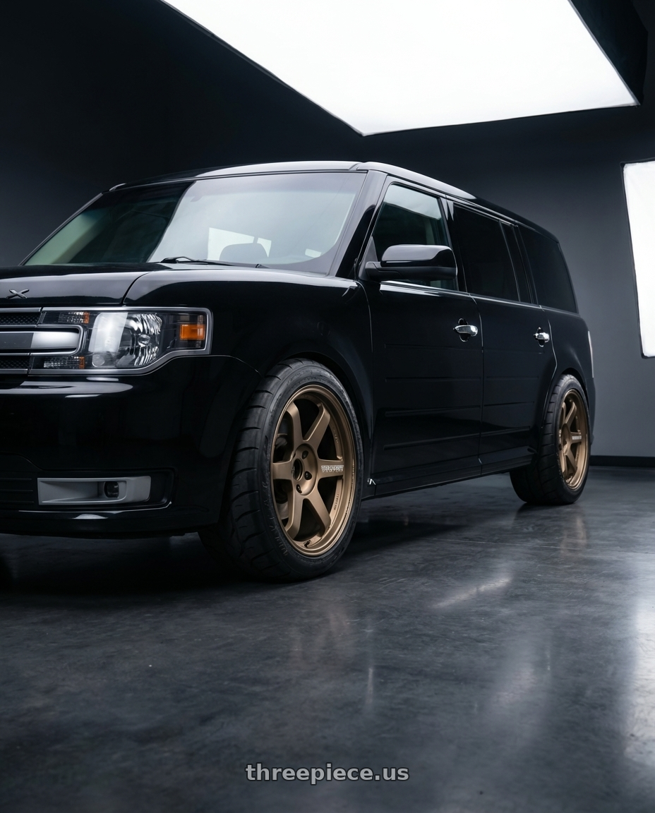 2012 Ford Flex  with Volk Racing TE37 ULTRA M-SPEC 5x114.3 20x9.5 +28 BRONZE wheels front three quarter view lowered stance