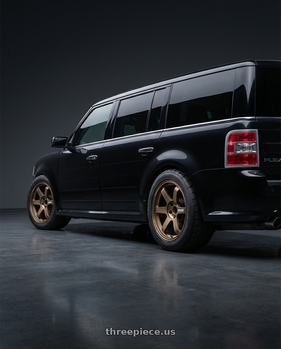 2012 Ford Flex  with Volk Racing TE37 ULTRA M-SPEC 5x114.3 20x9.5 +28 BRONZE wheels rear three quarter view meaty tires