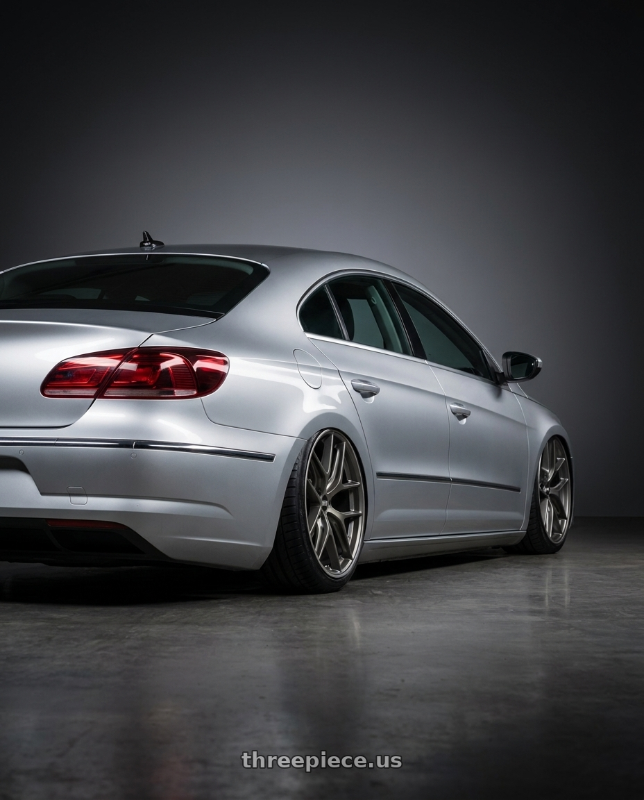 2015 Volkswagen CC with BBS CC-R 5x112 19x8.5+44 Satin Platinum wheels rear three quarter view slight stretch tires