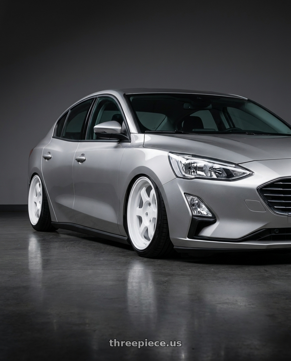2019 Ford focus mk4 4d with 9six9 SIX-1 Deep 4x100 15X8 +20 Competition White wheels