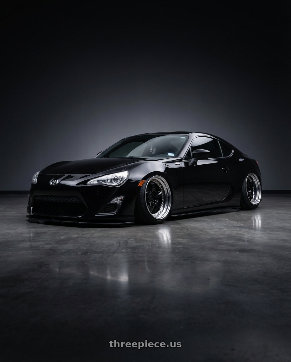 black 2013 scion frs with Work Meister S1 3P 5x100 18x9.5+3 A Disk Black wheels
