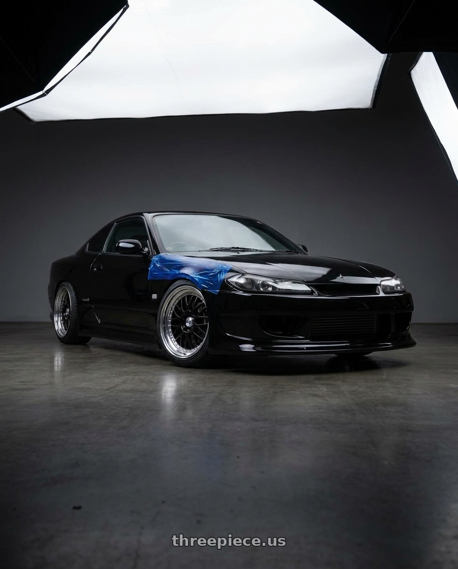2000 Nissan Silvia S15 with Work Meister M1 3p 5x114.3 18x9.5+34 H Disk Black wheels