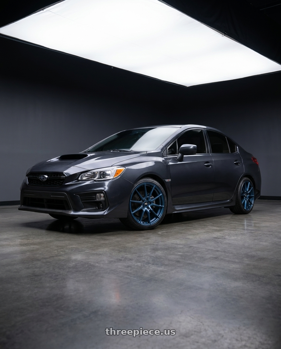 2021 subaru wrx with MST Wheels DELTA 5x114.3 18x9.5 +38 Cerulean Blue Pearl wheels