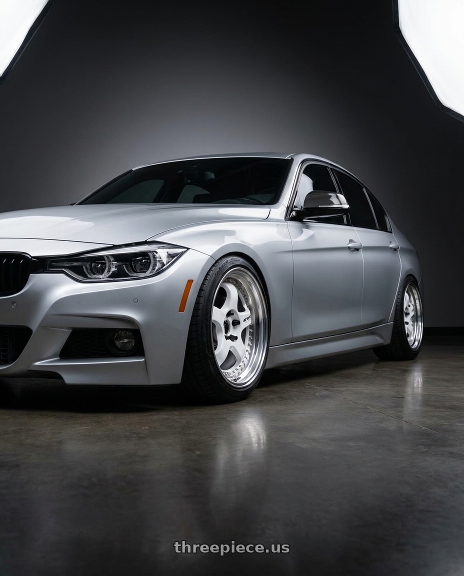 2017 BMW 340i with Work Meister S1 3P 5x120 18x8.5+35 L Disk White wheels