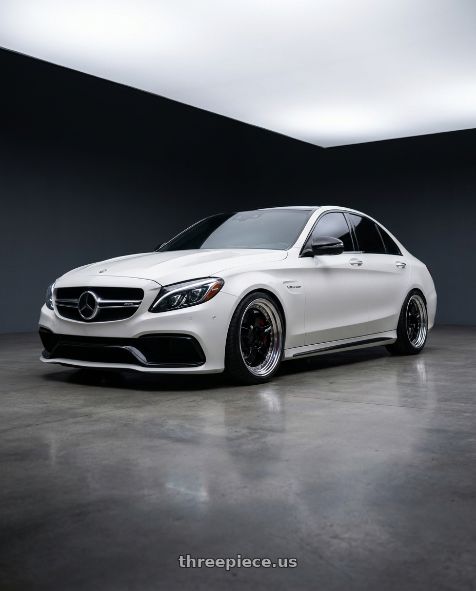 2018 Mercedes Benz C63 S with Work Meister S1 3P 5x112 19x9+44 R Disk Black wheels