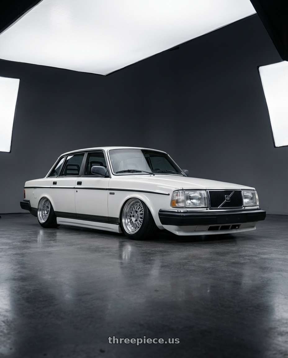 1987 Volvo 240DL Volvo white with Speed Star Mk-III 4x100 14X8+-12  Silver wheels