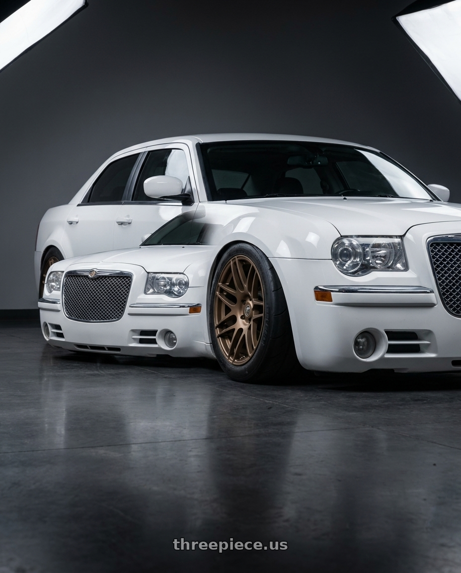 2007 Chrysler 300c ice white with Forgestar F14 5x114.3 19x9 +35 Satin Bronze wheels