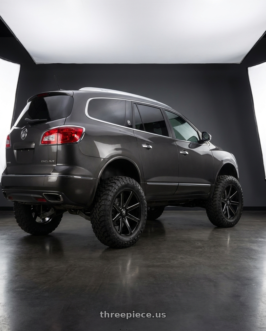 2014 Buick Enclave with DUB 1PC S109 PUSH 6X132 20X8.5 +30 GLOSS BLACK MILLED wheels rear three quarter view meaty tires