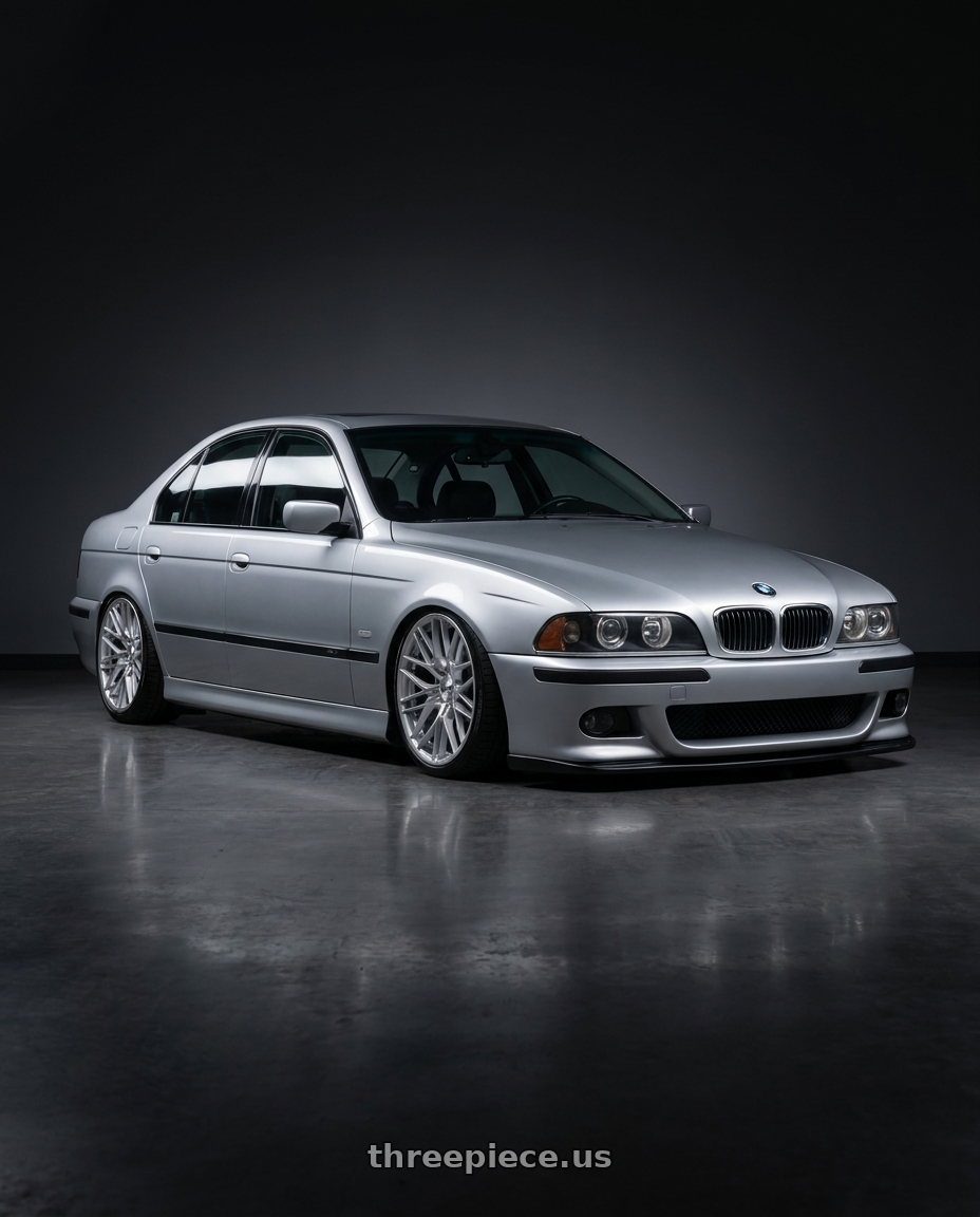 1997 bmw 528i with TSW SEBRING 5X120 19X9.5 +40 SILVER W/  MIRROR CUT FACE wheels