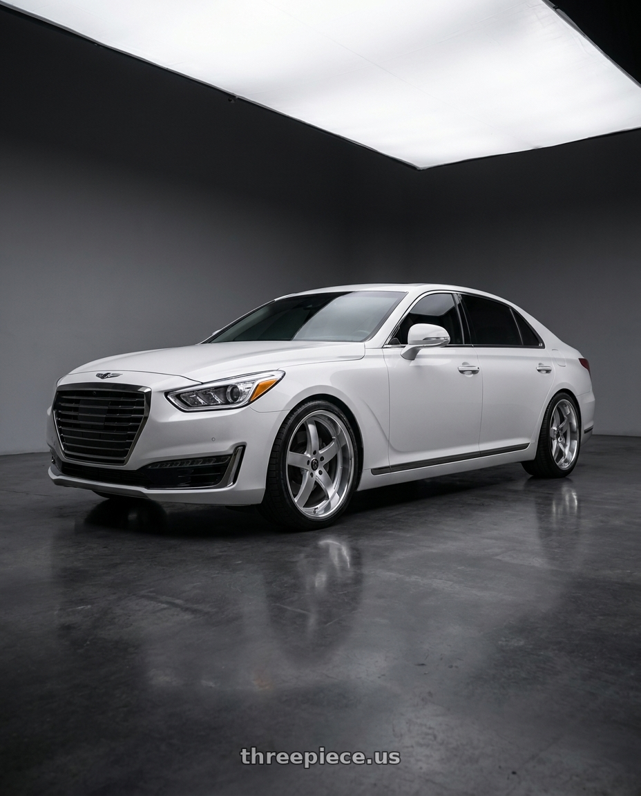 2018 genesis g90 ultimate with MARQUEE WHEELS M5330B 5x114.3 20x10.5+40 SILVER /MACHINED/STAINLESS LIP wheels
