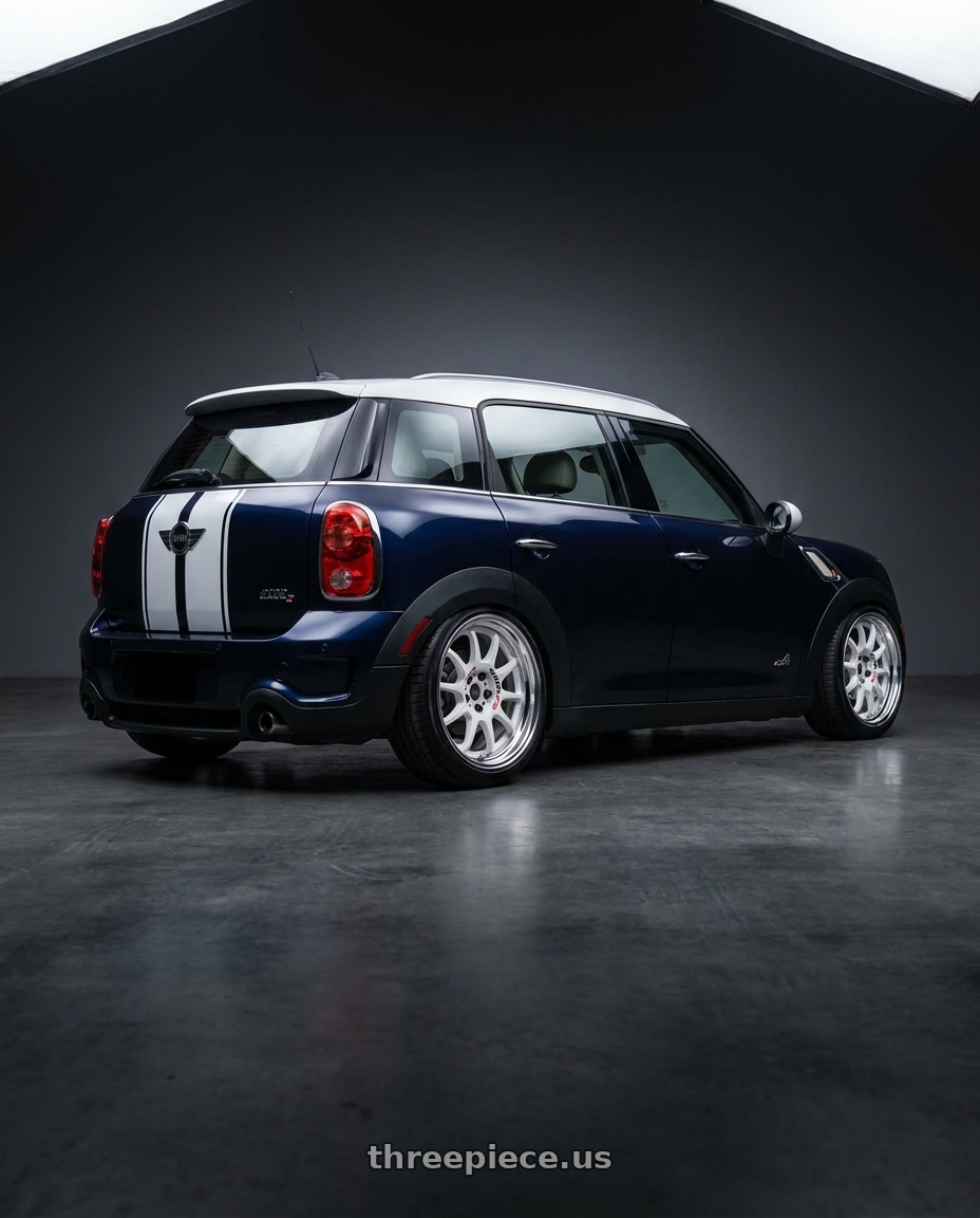 2012 Mini Countryman with Work Emotion Rs11 2p wheels rear three quarter view slight stretch tires