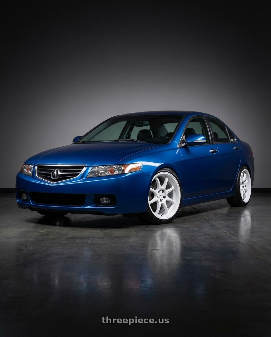 2003 Acura Tsx with Work Emotion D9r 5x100 18x8.5 +32 White wheels