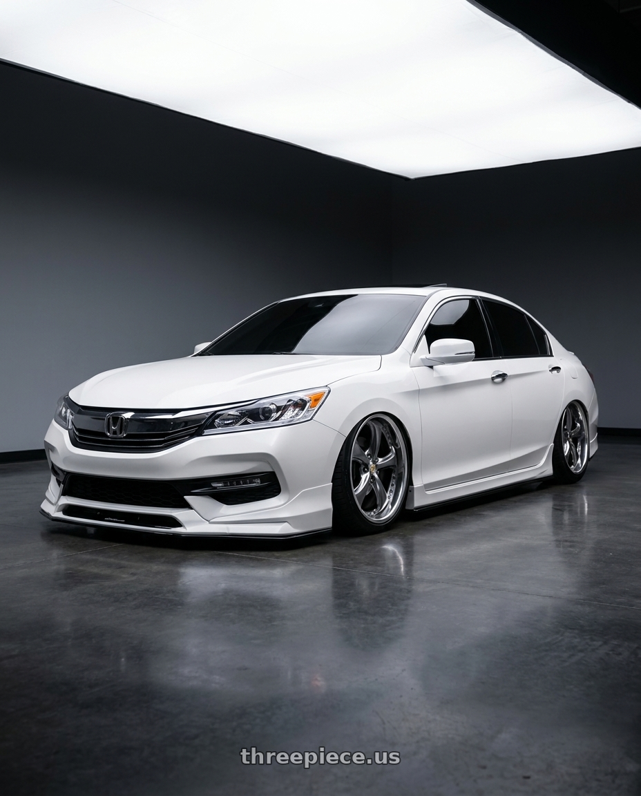 2016 Honda accord with Work Wheels VS-KF 5x100 19x8.5+1 Brilliant Silver Black R Disk FULL REVERSE wheels