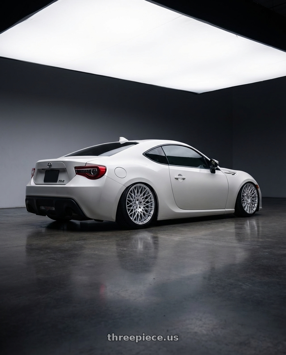 2016 Scion FR-S with Avant Garde Wheels M540 5X100 18x8 +30 Silver Machined wheels rear three quarter view slight stretch tires