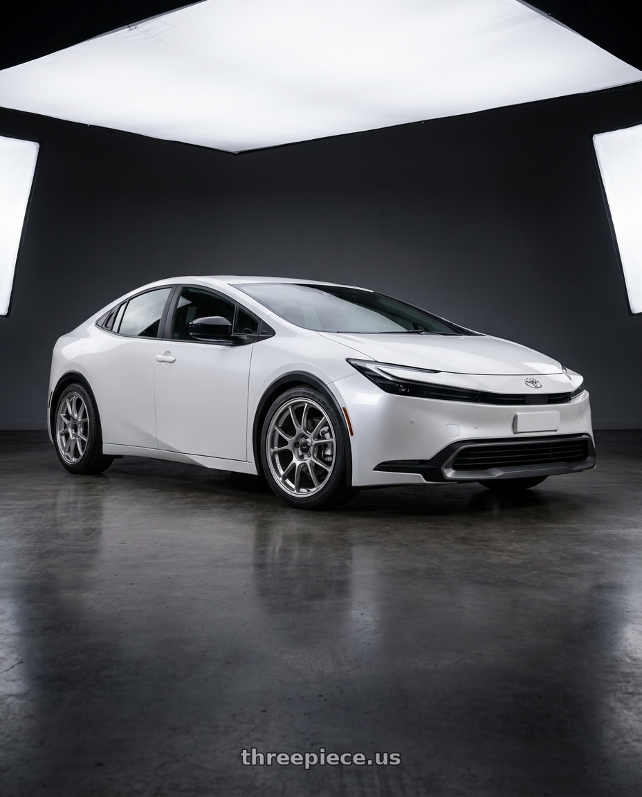 2024 Toyota Prius with Konig Ultragram 5x114.3 17x8+40 Titanium Metallic Knurled Bead wheels