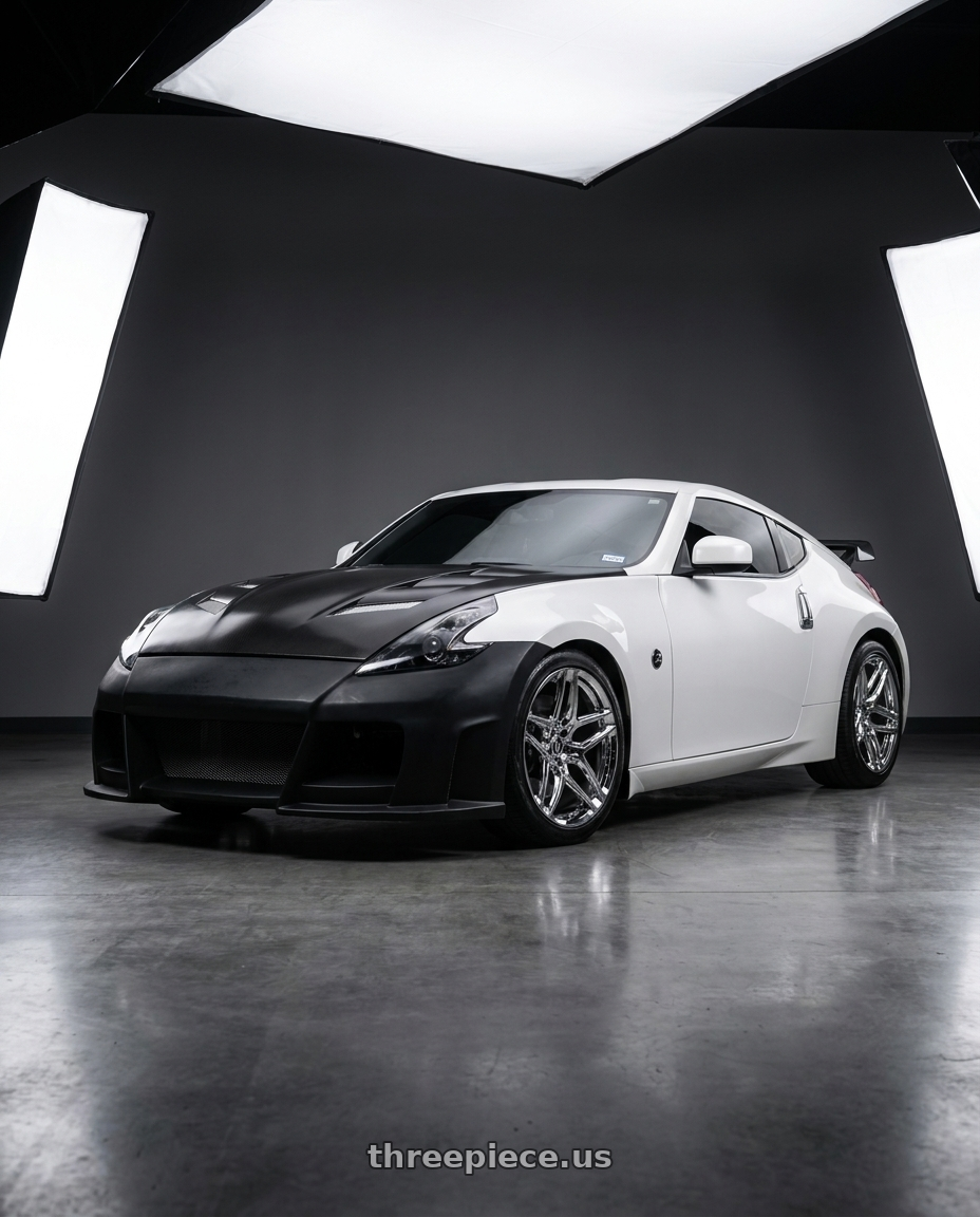 2016 Nissan 370z base with Heritage Wheel EBISU MonoC 5x114.3 18x8.5+35 Chrome wheels