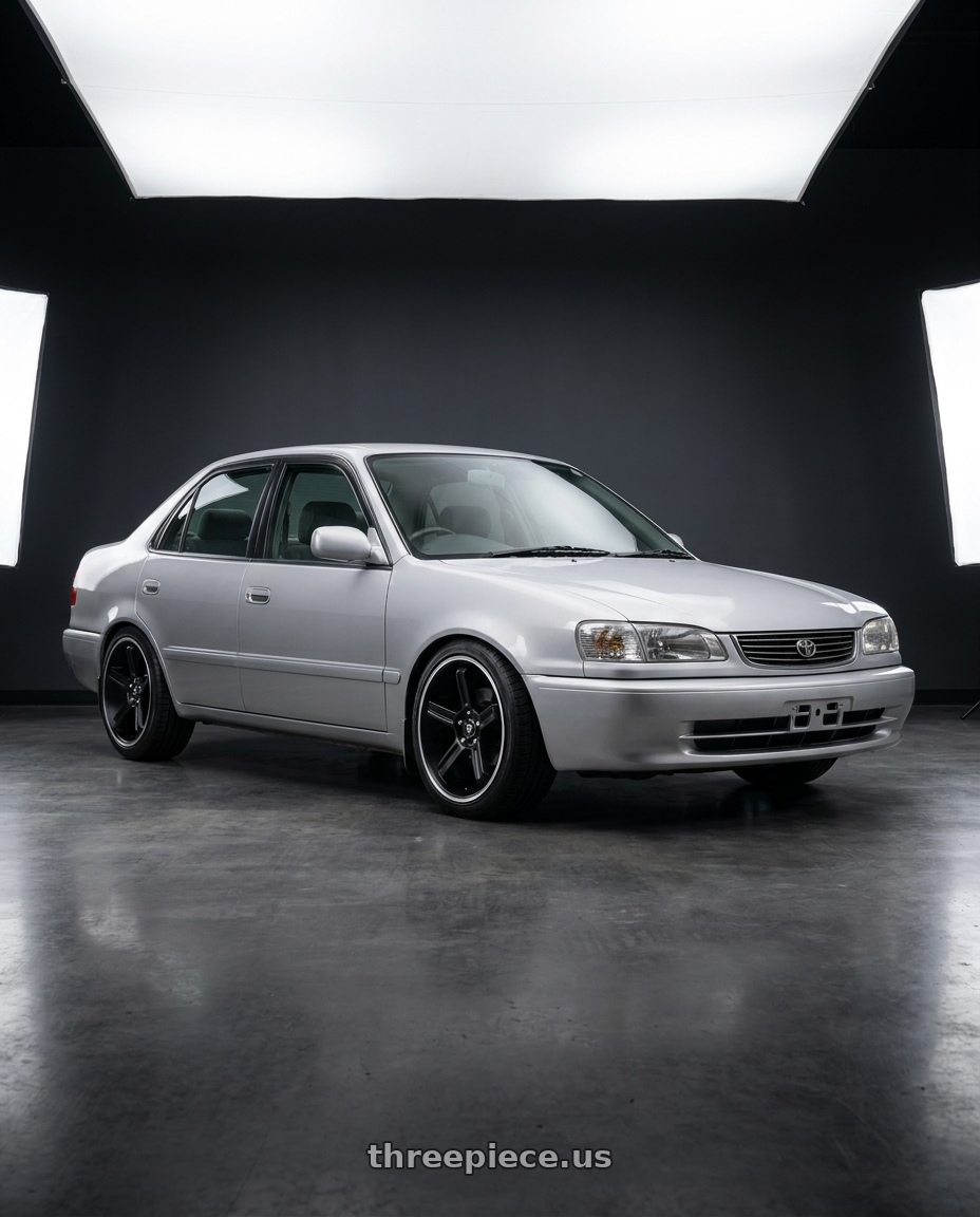 1999 Corolla Ae110 with Motegi MR122 4X100/4X114.3 18X9 +45 SATIN BLACK W/ MACHINED STRIPE wheels