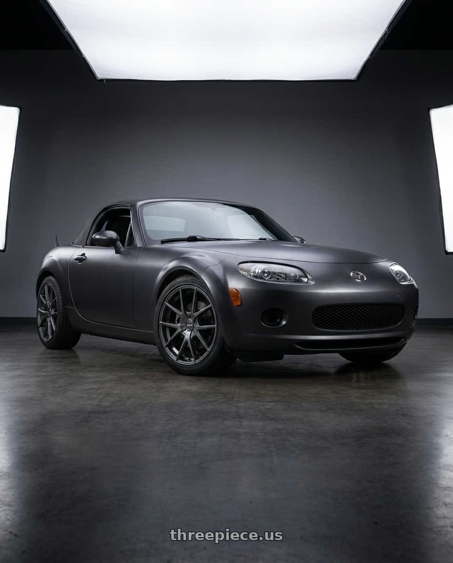 2007 Mazda Miata MX-5 with TOUREN TR60 3260 5x108/5x114.3 18x8 +40 MATTE GUNMETAL wheels