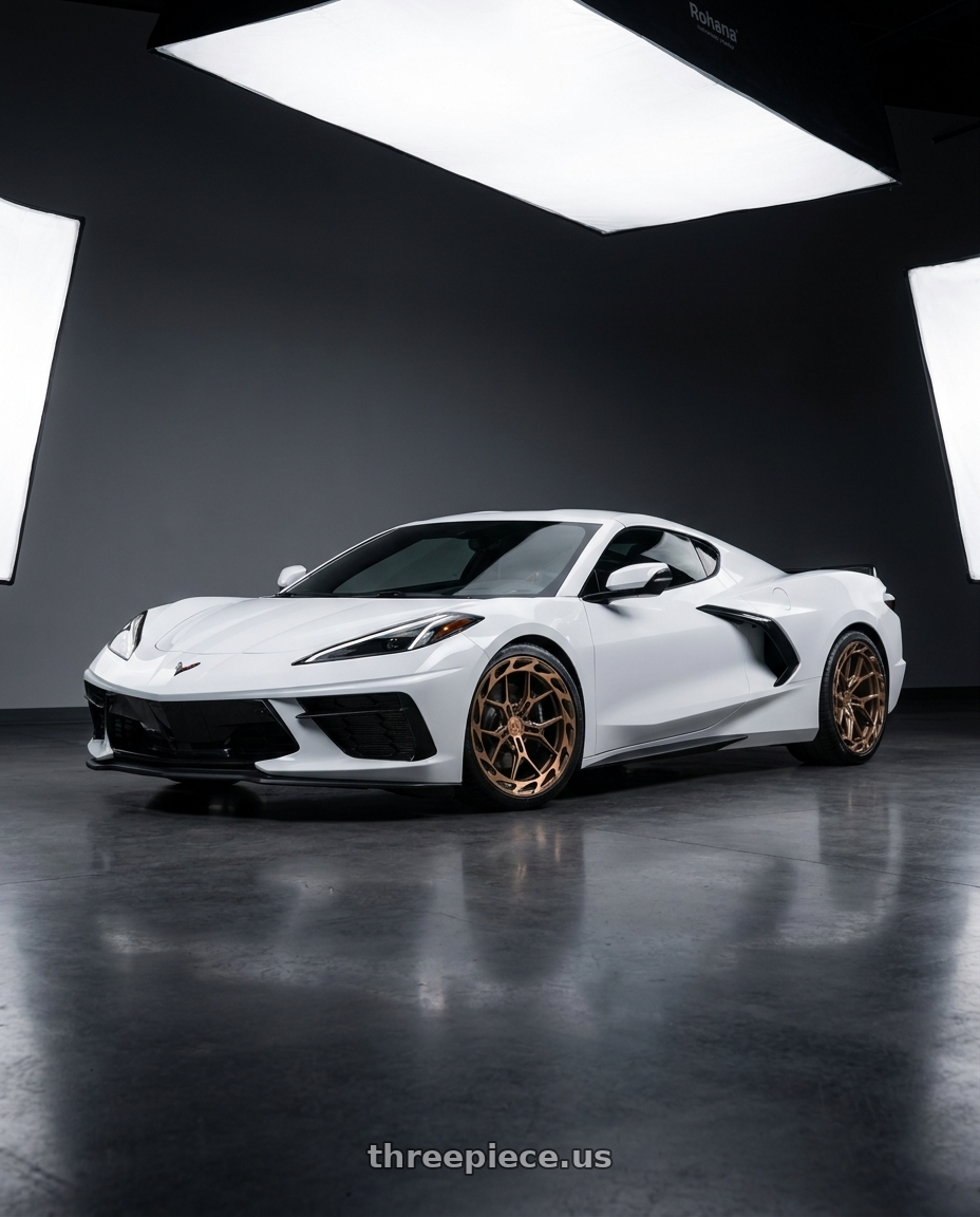 2020 Chevrolet corvette c8 with Rohana RFX19 5x120 20x9 +35 Machine Bronze wheels