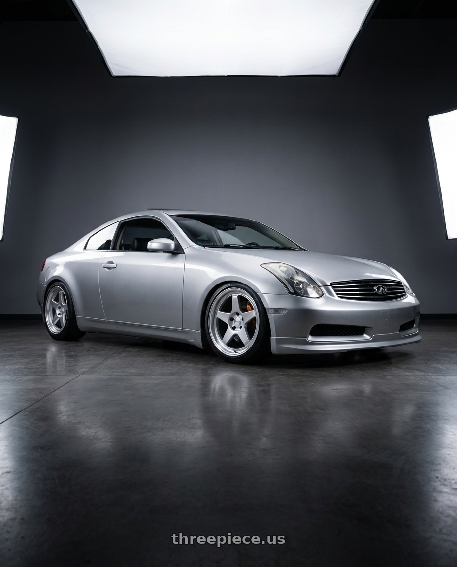 2005 infiniti g35 coupe, silver with Kansei K12H KNP 5x114.3 18x9.5 22 Hyper Silver wheels