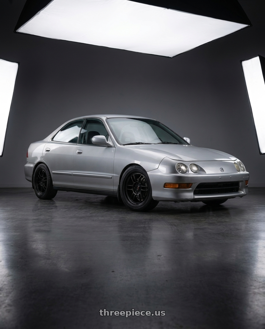 1998 Acura Integra with Work Emotion Zr10 4x100 16x6.5 +38 Glim Black Diamond Rim cut wheels