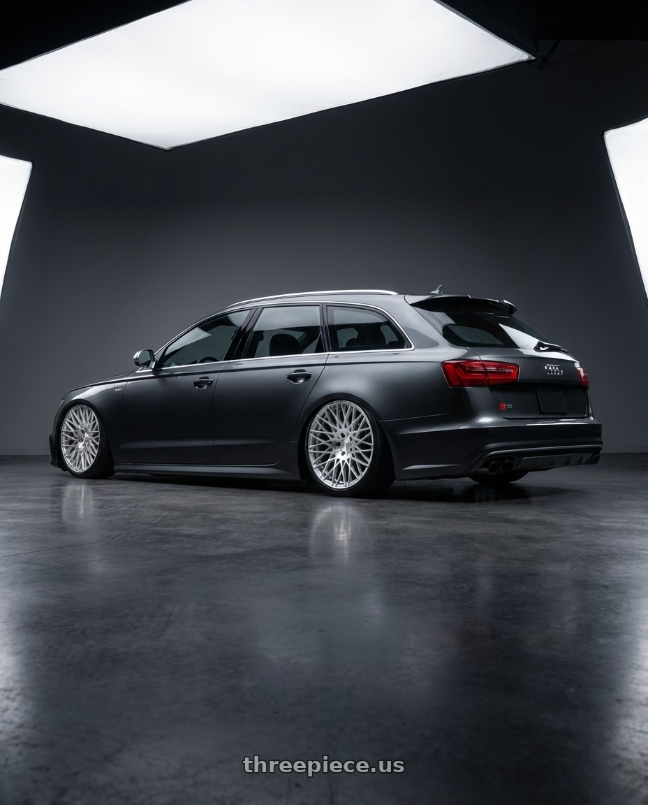 2016 Audi S6 C7 with Avant Garde Wheels M540 5X112 20x9 +32 Silver Machined wheels rear three quarter view slight stretch tires